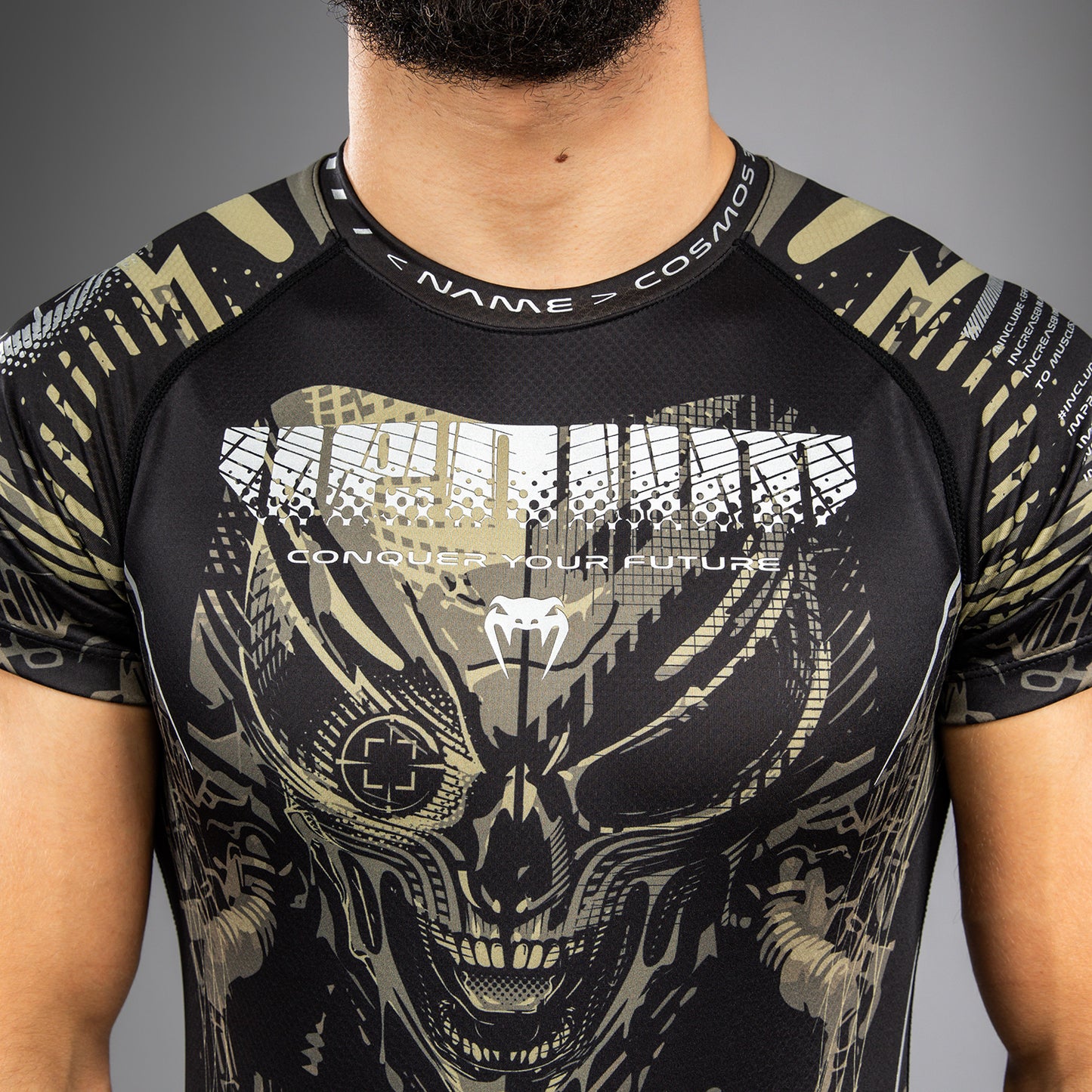 Venum Invader Short Sleeve Rashguard - Black/Sand