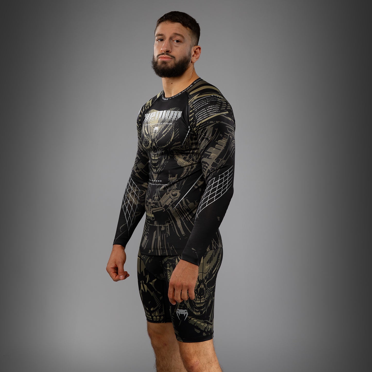 Venum Invader Long Sleeve Rashguard - Black/Sand