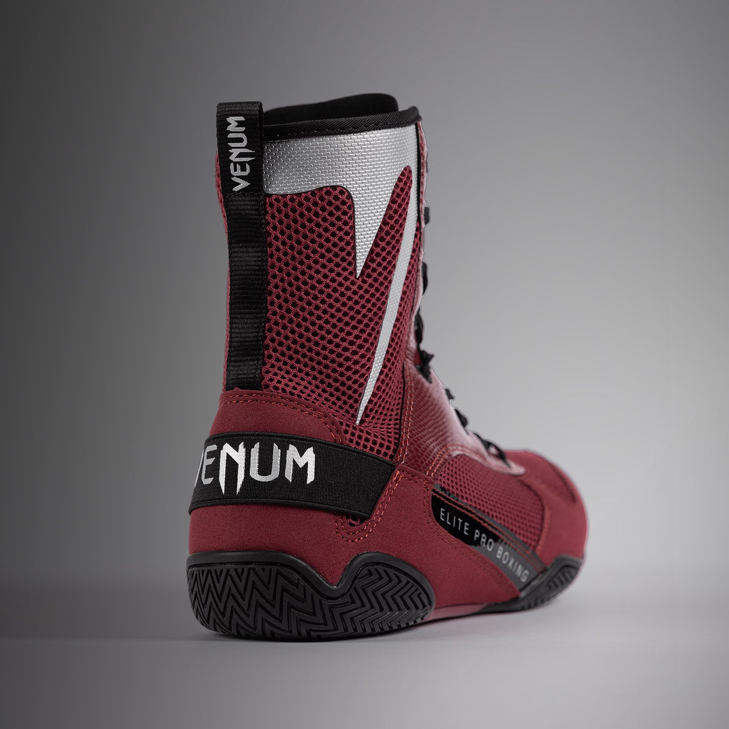 Venum Elite Boxing Shoes - Burgundy / Silver