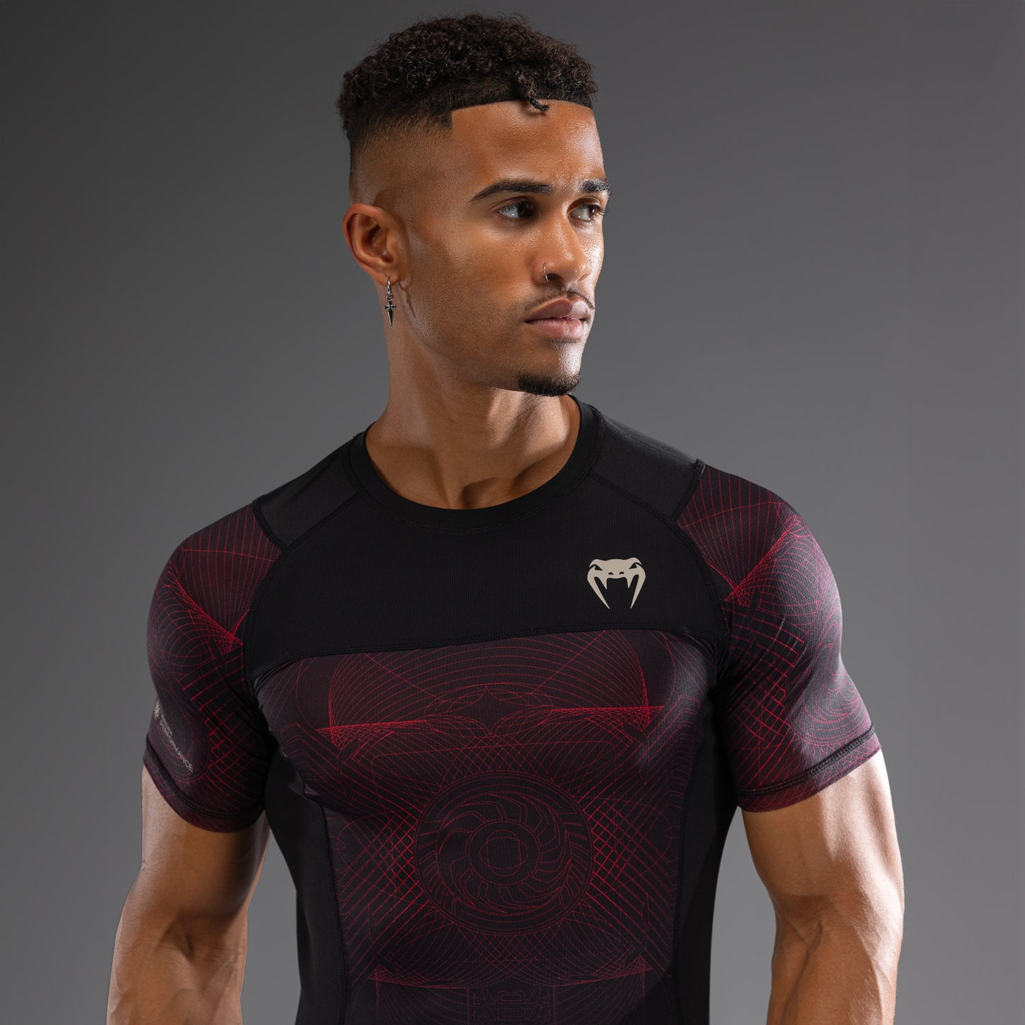 Venum G-Fit Air Men's Short Sleeve Rashguard - Deep Black/Fire Red