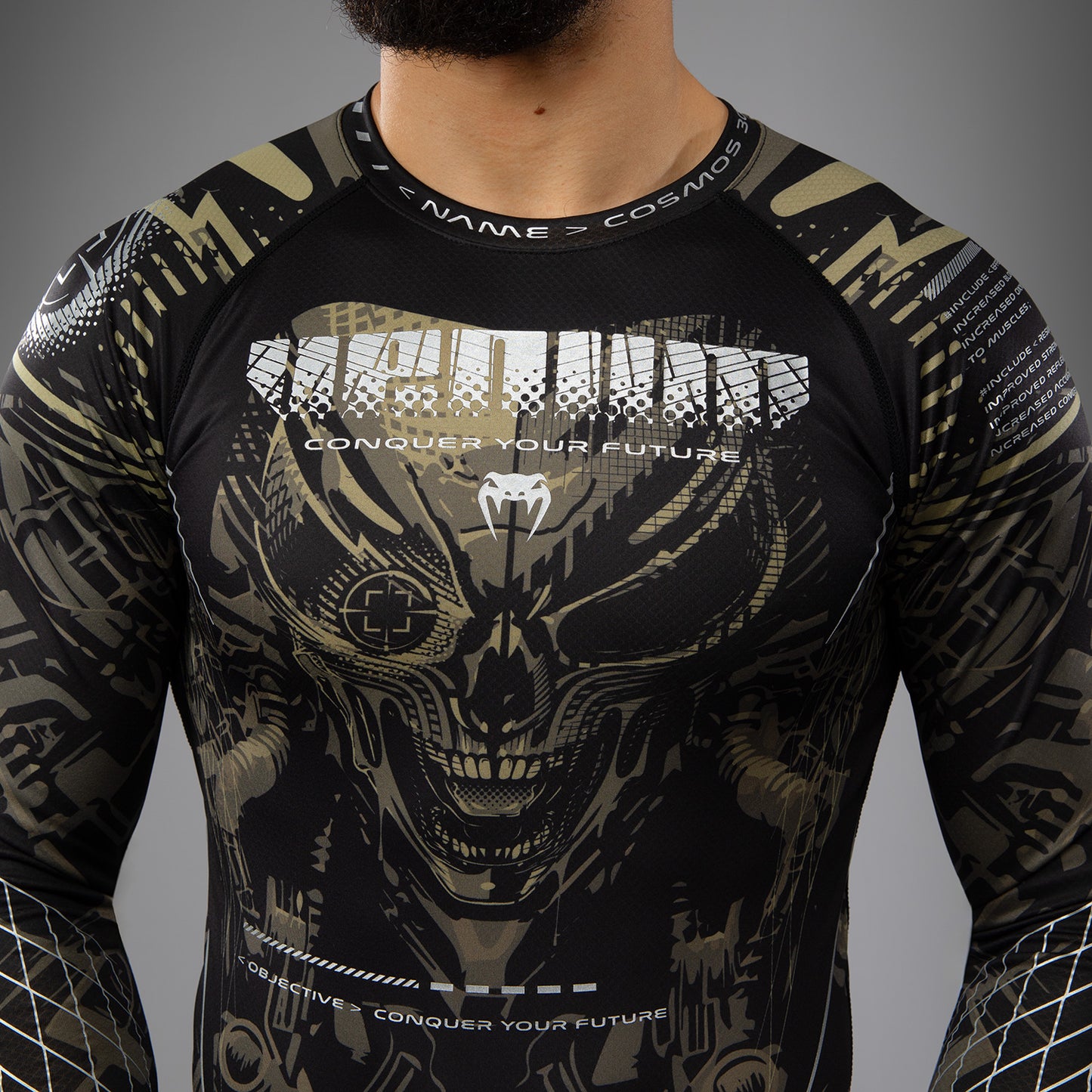 Venum Invader Long Sleeve Rashguard - Black/Sand
