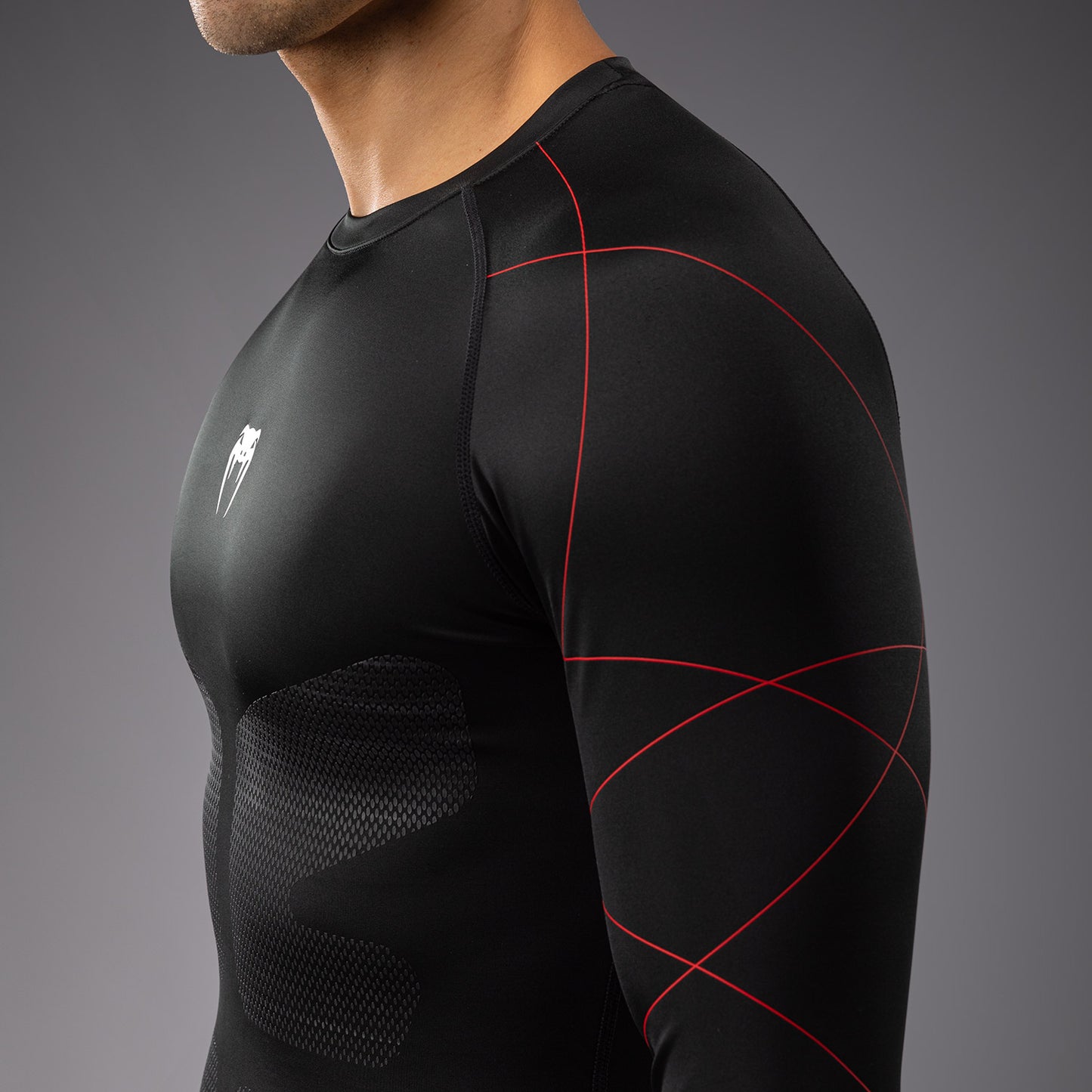 Venum Tactical XT Men's Long Sleeve Rashguard - Black/Fire Red