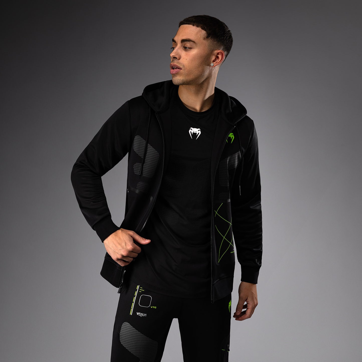 Venum Training Camp 4.0 Full Zip Hoodie - Black/Neon Green