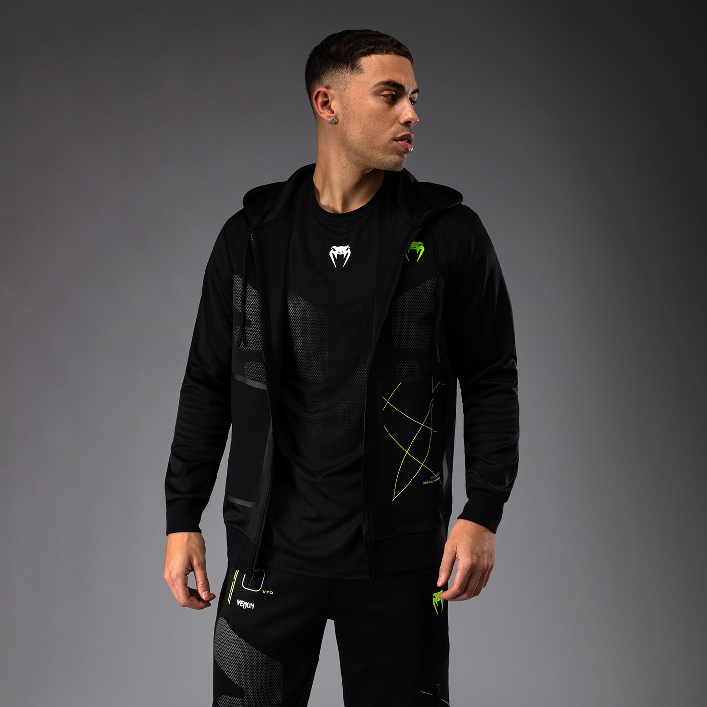 Venum Training Camp 4.0 Full Zip Hoodie - Black/Neon Green
