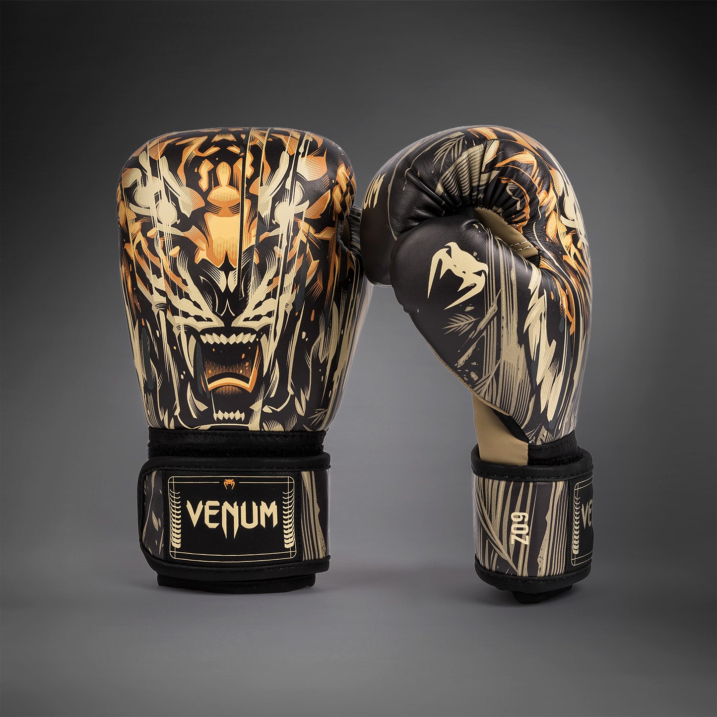 Venum Tiger Kids Boxing Gloves - Black/Neon Orange