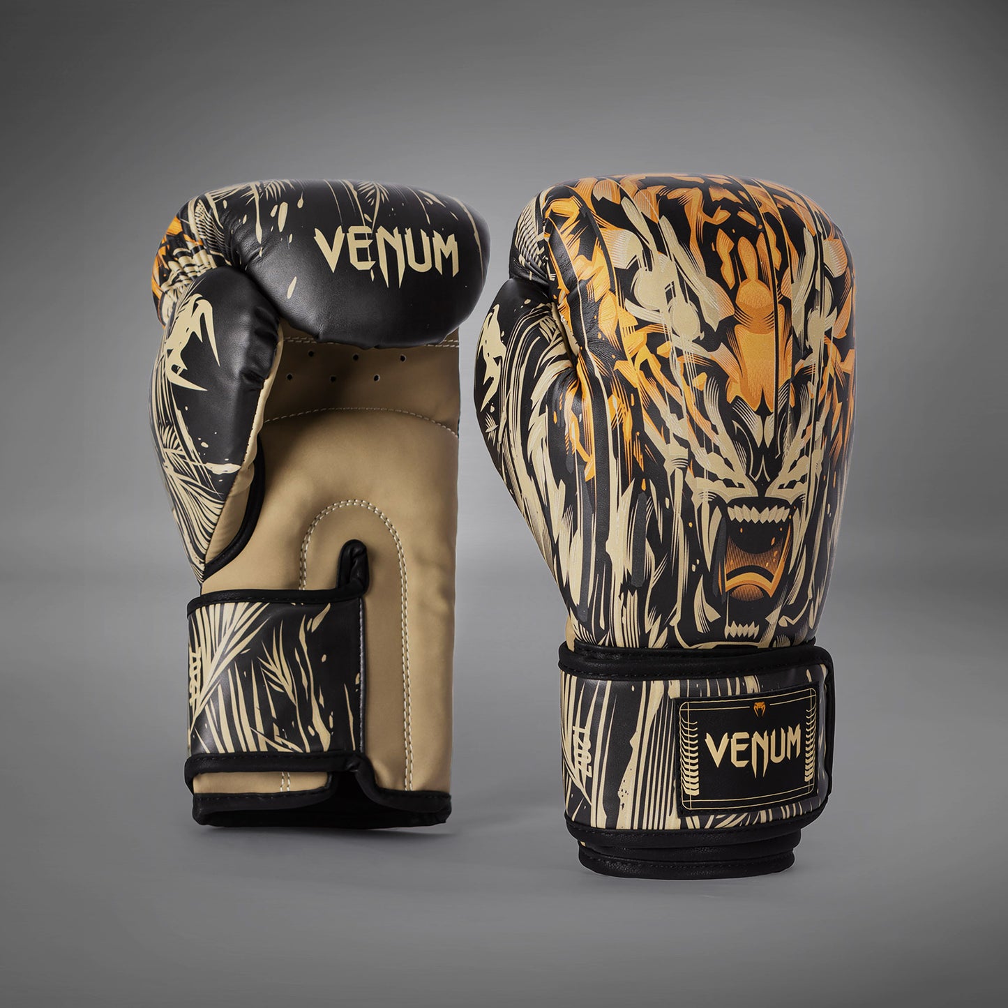 Venum Tiger Boxing Gloves - Black/Neon Orange