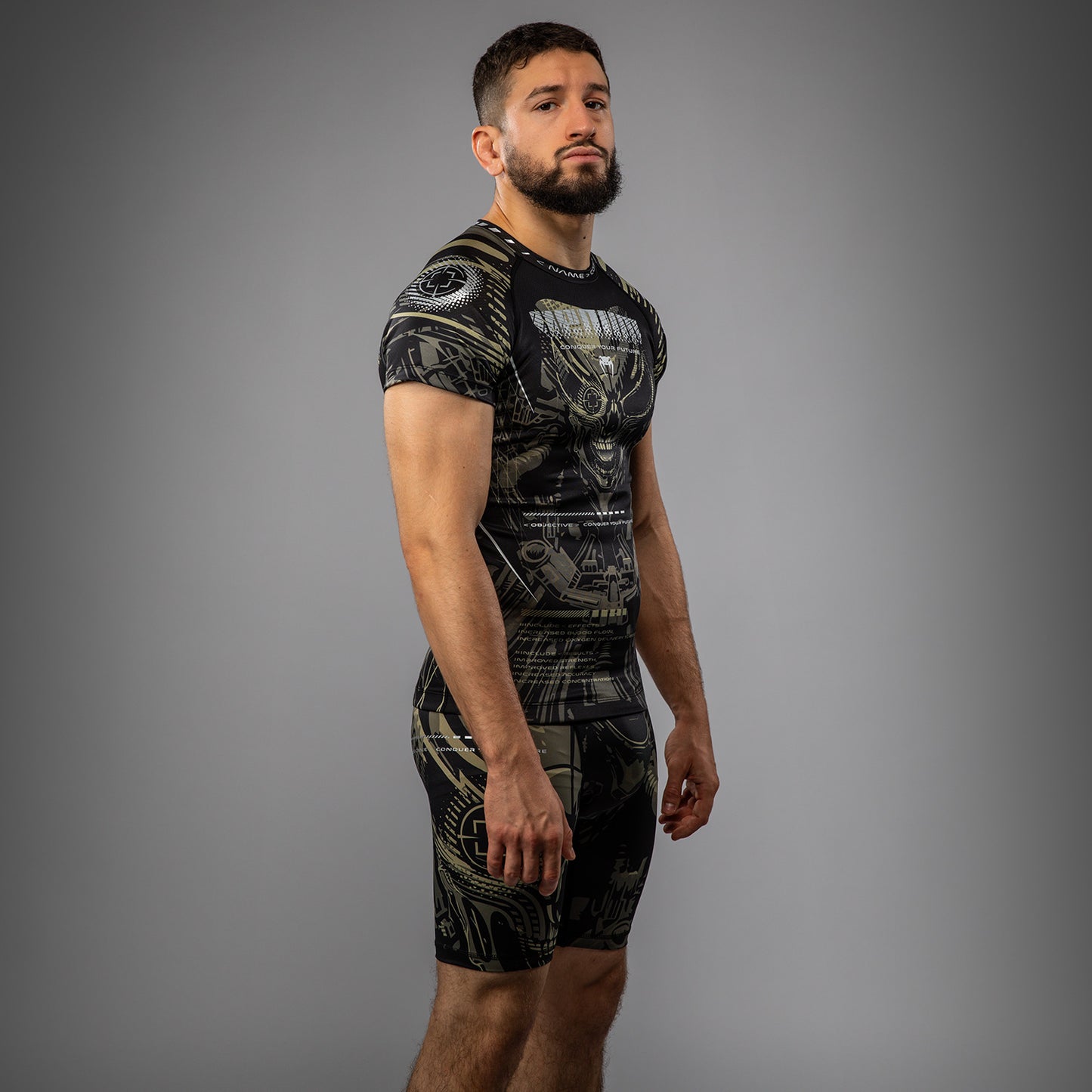 Venum Invader Short Sleeve Rashguard - Black/Sand