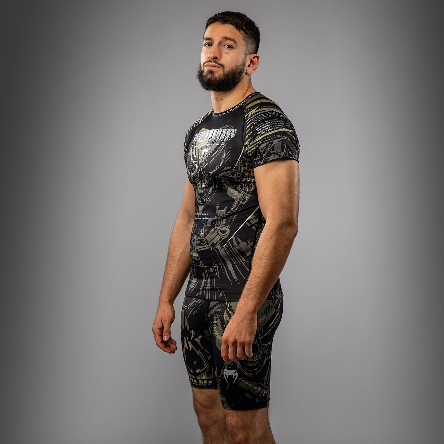 Venum Invader Short Sleeve Rashguard - Black/Sand