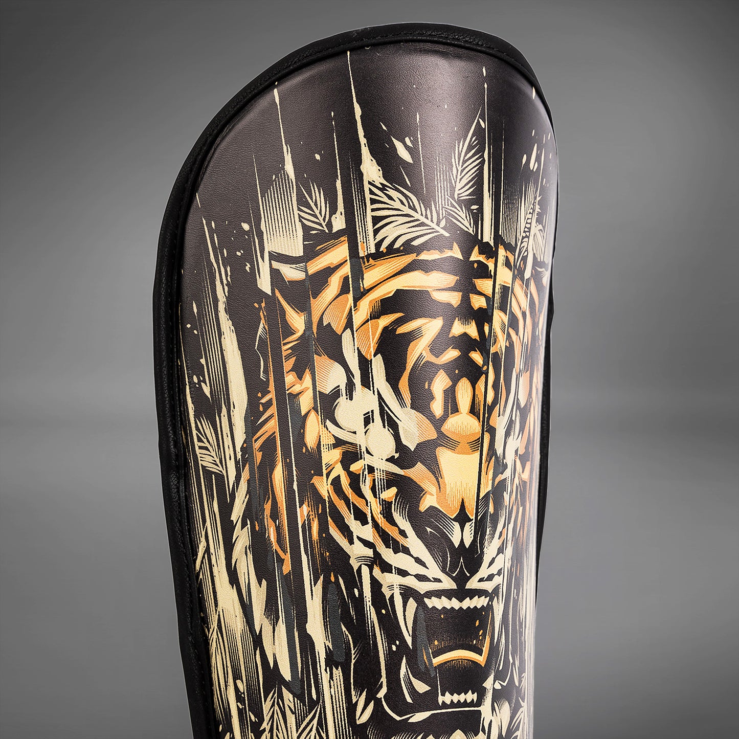 Venum Tiger Kids Shin Guards - Black/Neon Orang