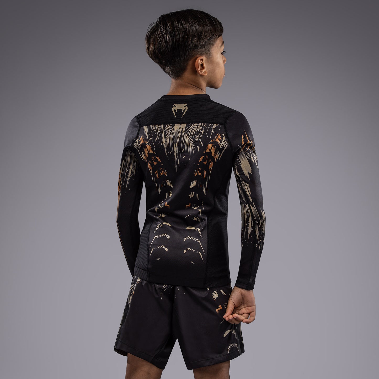 Venum Tiger Kids Long Sleeve Rashguard - Black/Neon Orange
