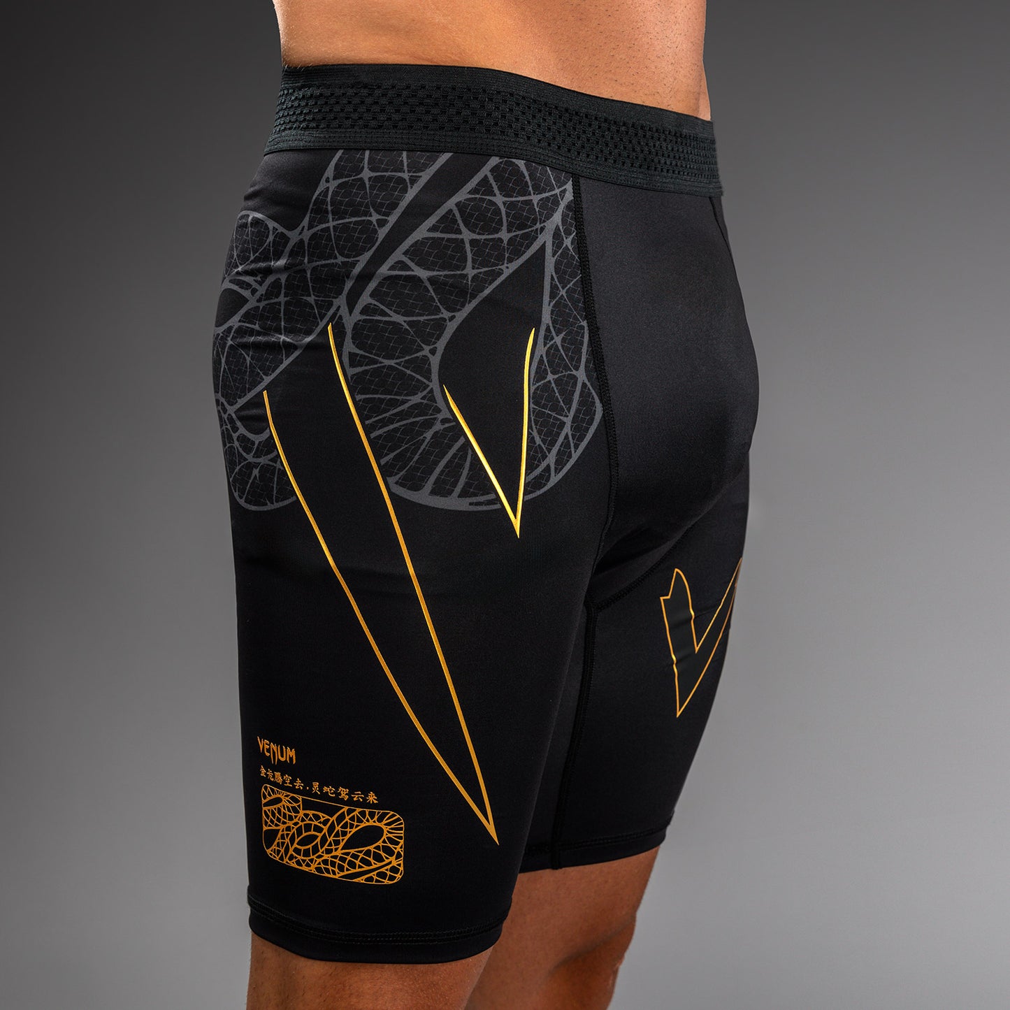 Venum Serpenti Vale Tudo Shorts - Black/Silver/Gold