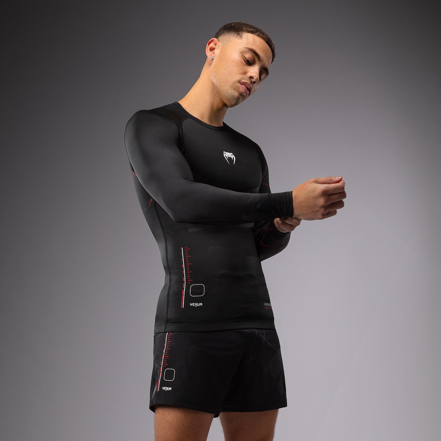 Venum Tactical XT Men's Long Sleeve Rashguard - Black/Fire Red