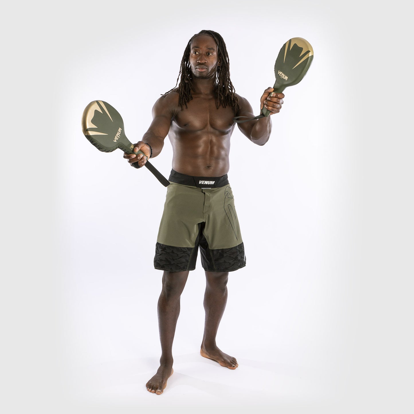Venum Pro Boxing Rackets (Pair) - Khaki/Gold