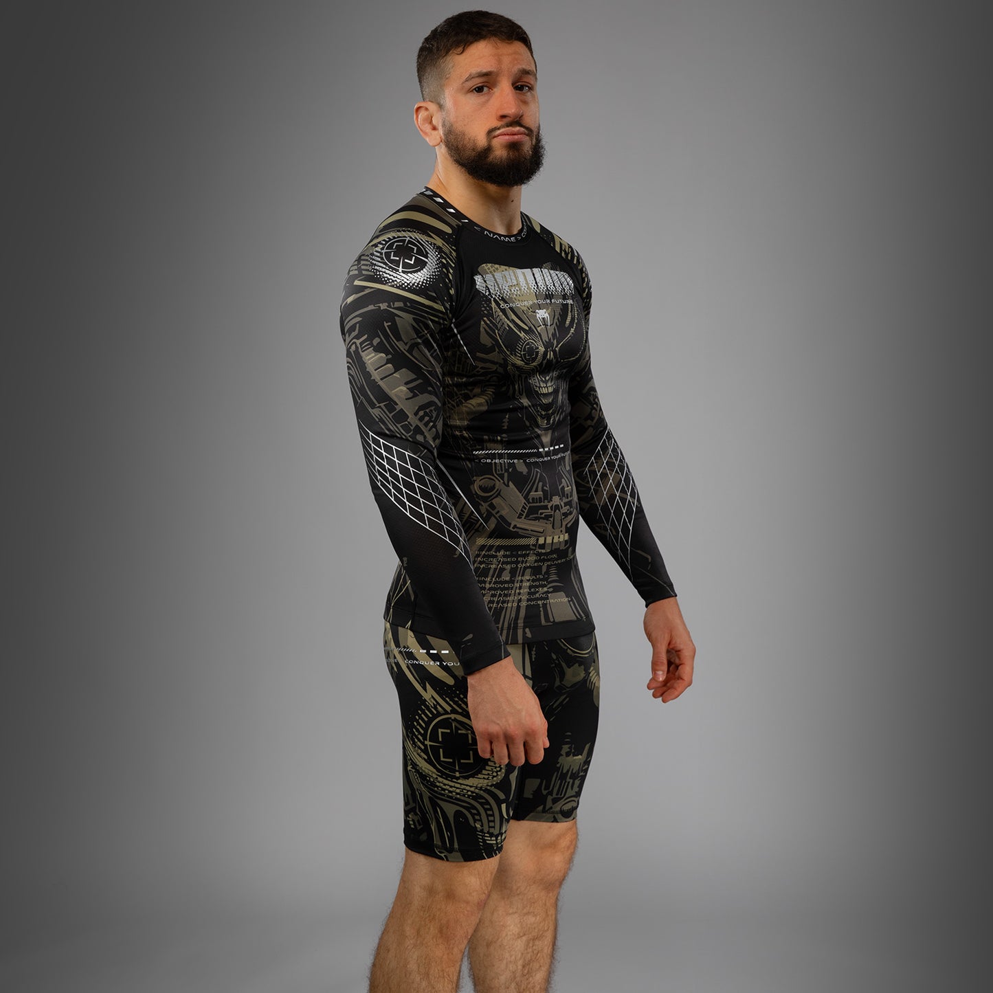 Venum Invader Long Sleeve Rashguard - Black/Sand