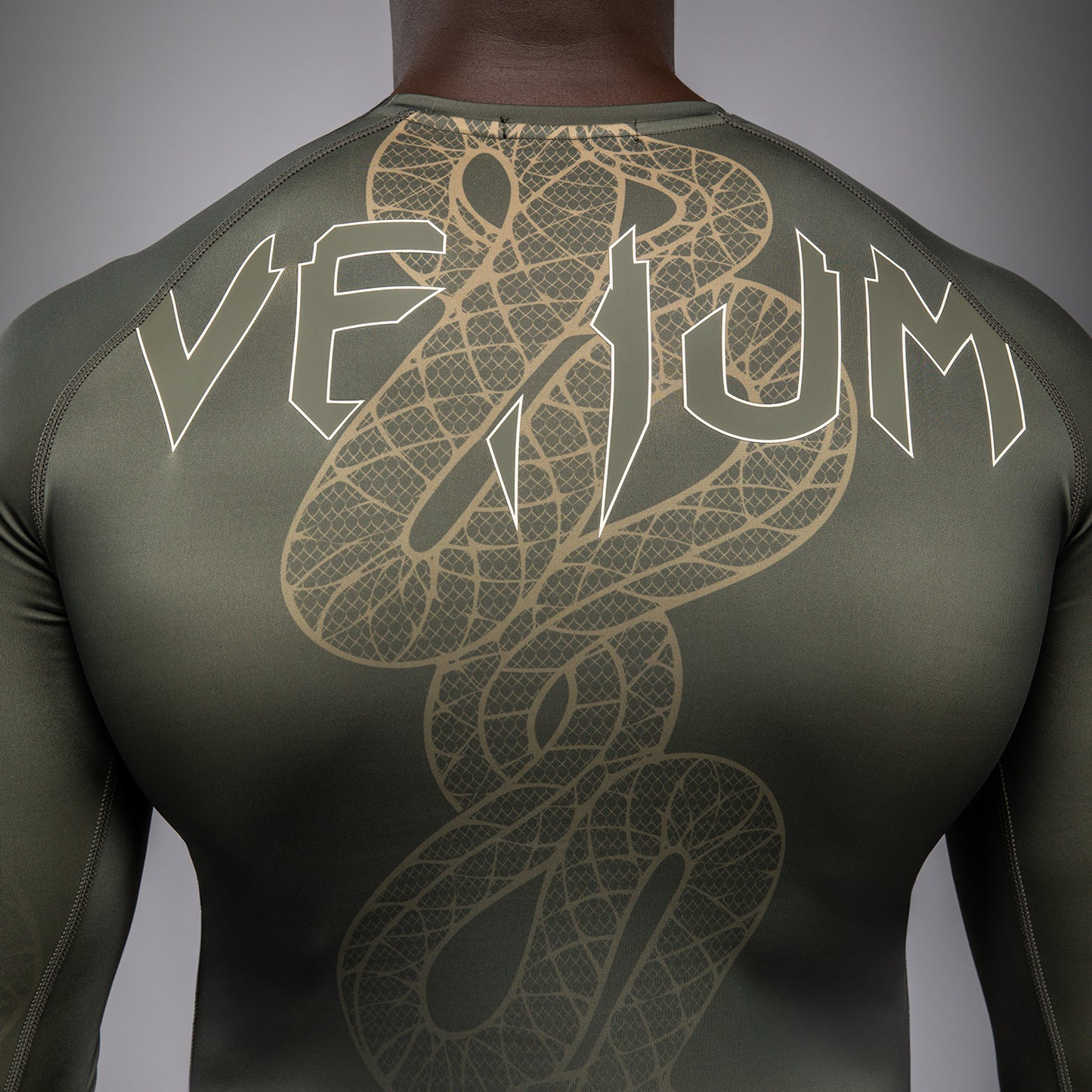 Venum Serpenti Long Sleeve Rashguard - Khaki/Bronze/Ivory