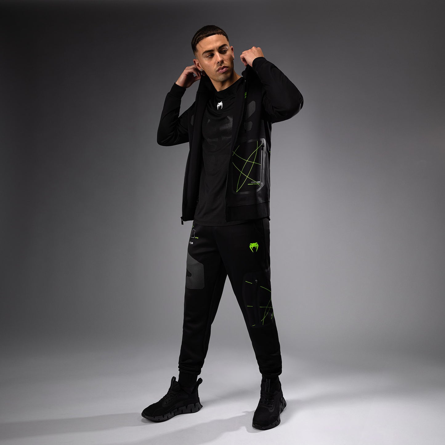 Venum Training Camp 4.0 Full Zip Hoodie - Black/Neon Green