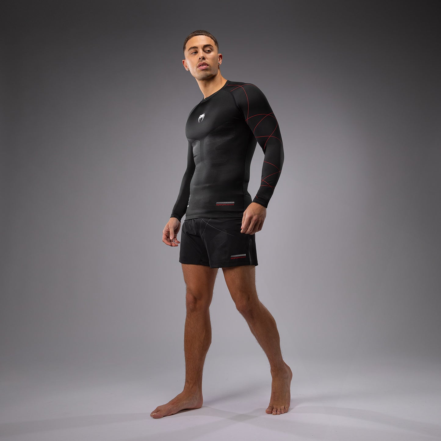 Venum Tactical XT Men's Long Sleeve Rashguard - Black/Fire Red