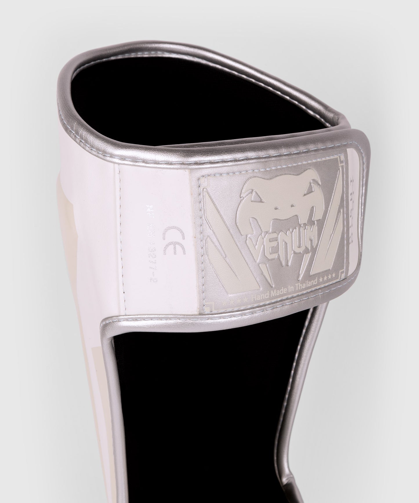 Venum Elite Shin Guards - White/Silver-Pink
