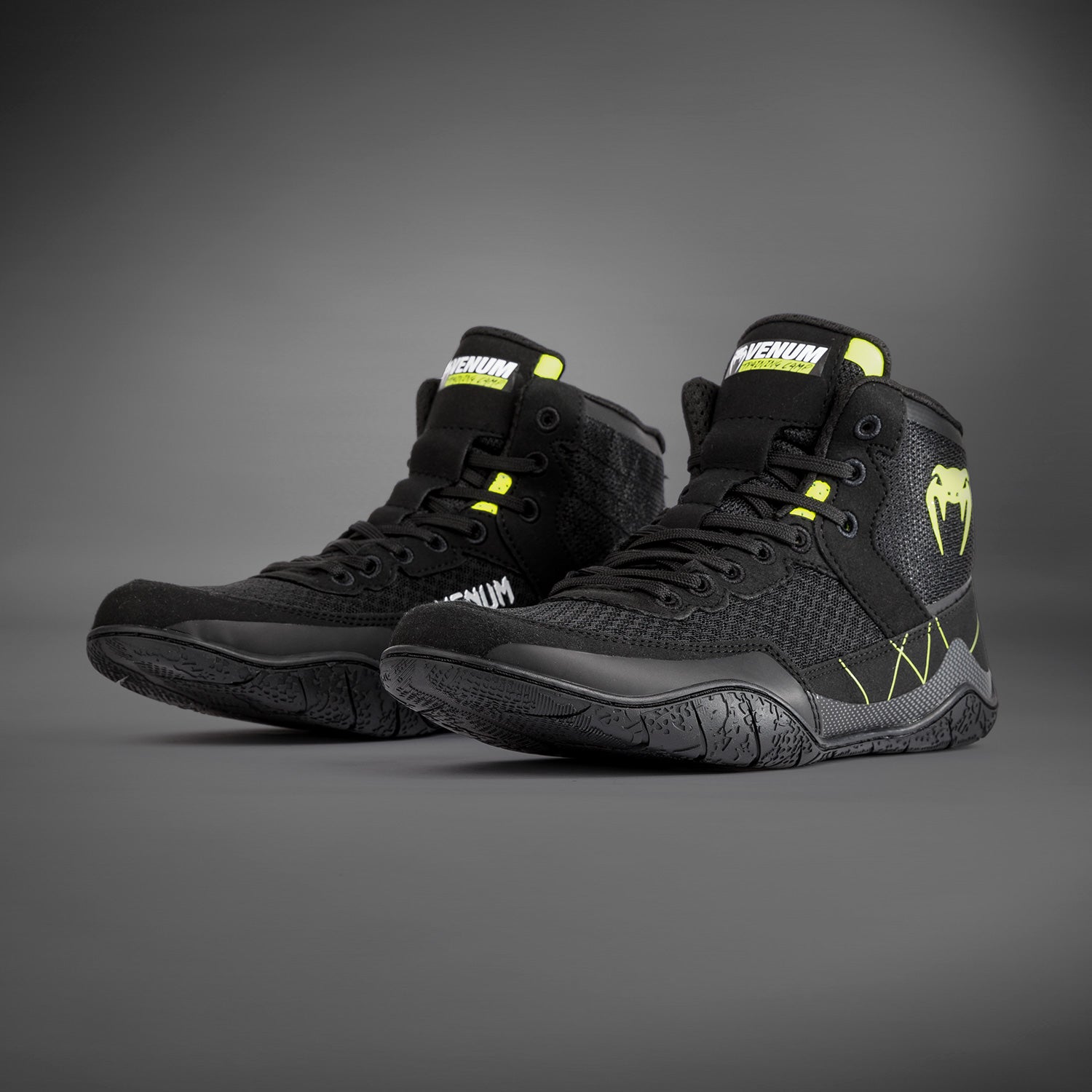 ボクシング Venum Training Camp 4.0 Venum Training Camp 4.0 Wrestling Shoes - Black/Neon Green - Venum