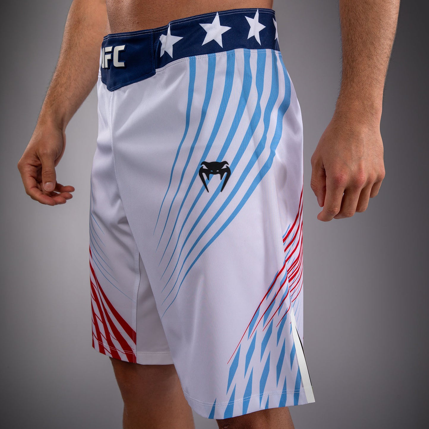 Men's UFC Freedom 250 by Venum White Custom Authentic Fight Night Long Fit Fight Short