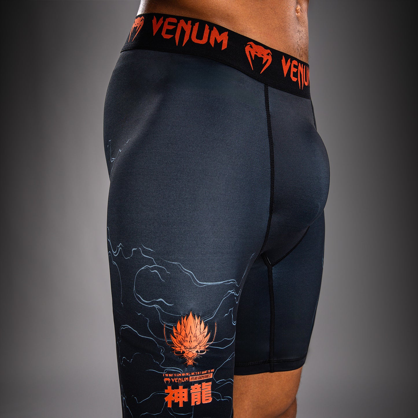 Venum Thunder Dragon Vale Tudo Shorts - Black/Grey/Copper