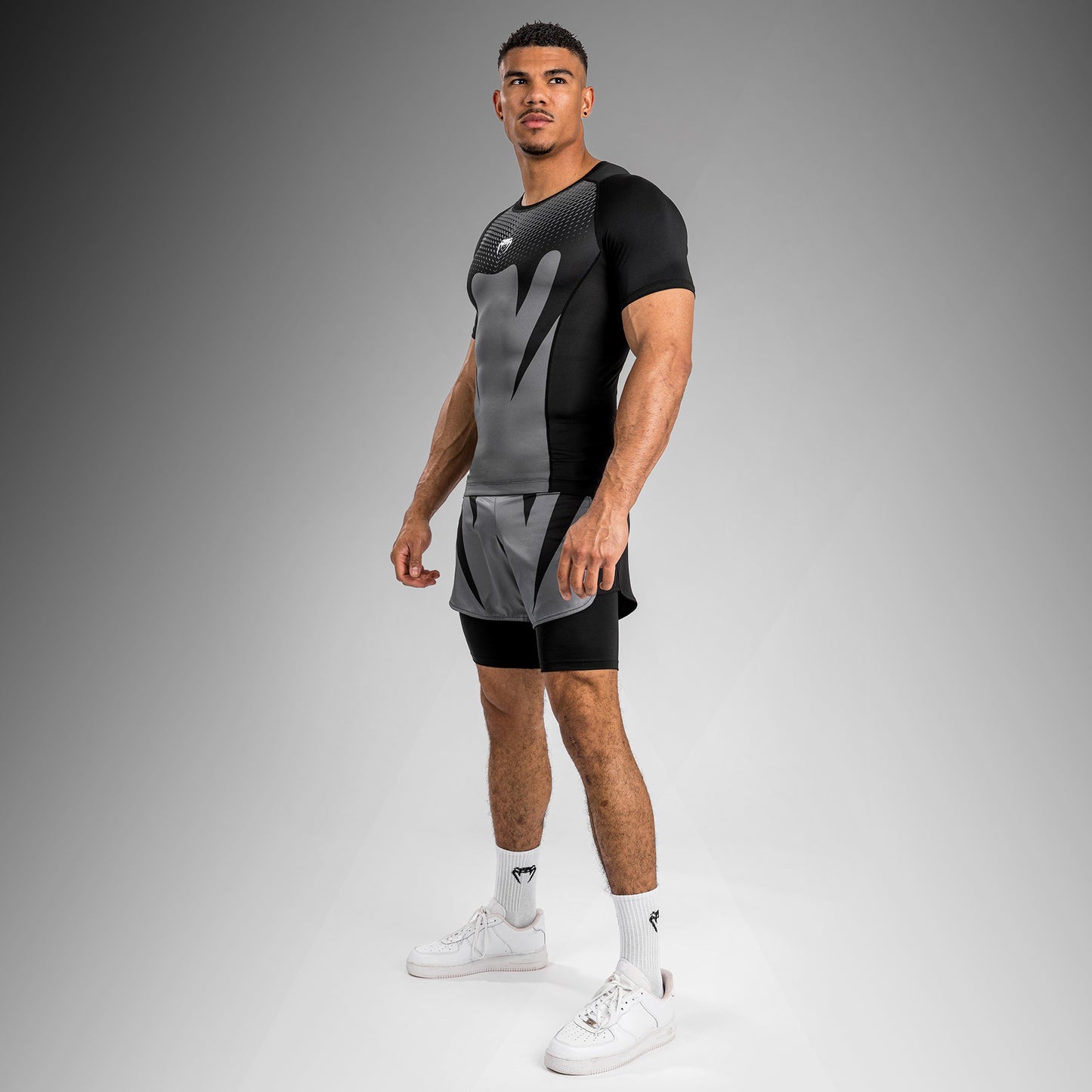 Venum Attack Men's Short Sleeve Rashguard - Black/Grey