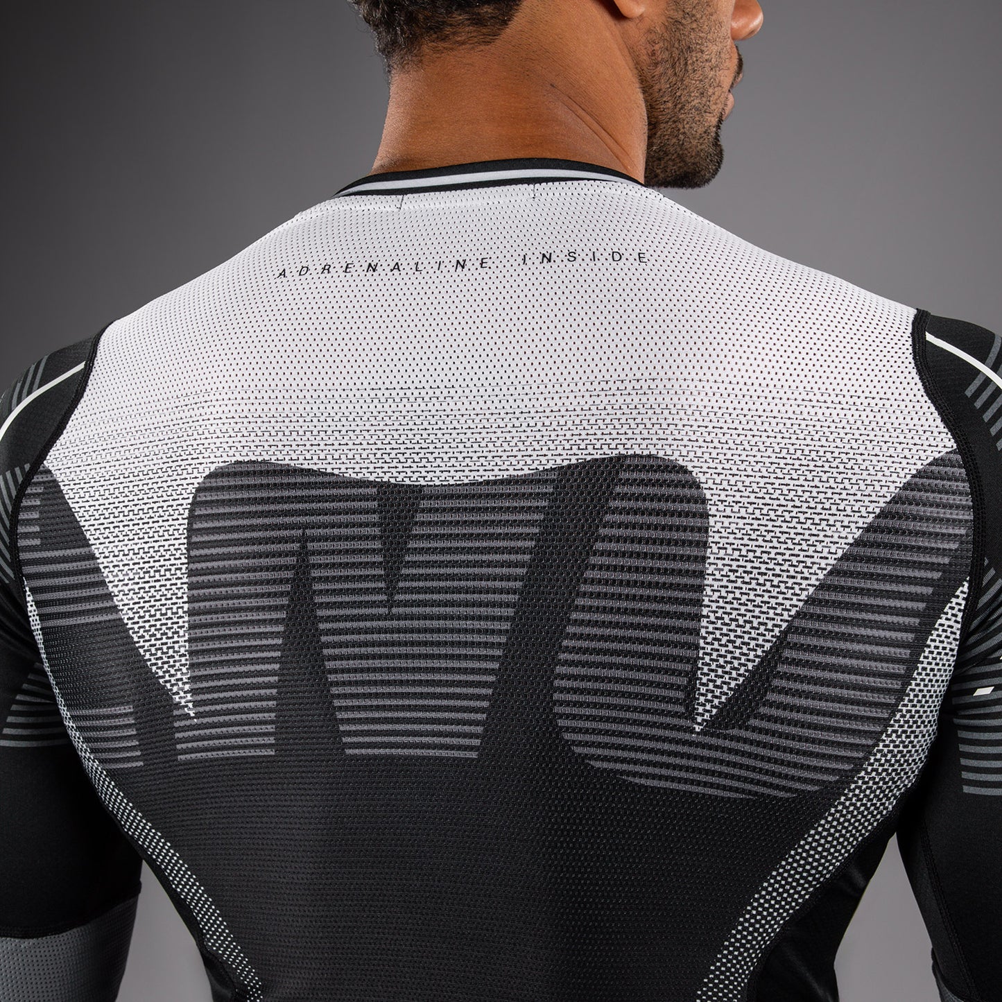 Venum Adrenaline Long Sleeve Rashguard - Black/Silver Grey