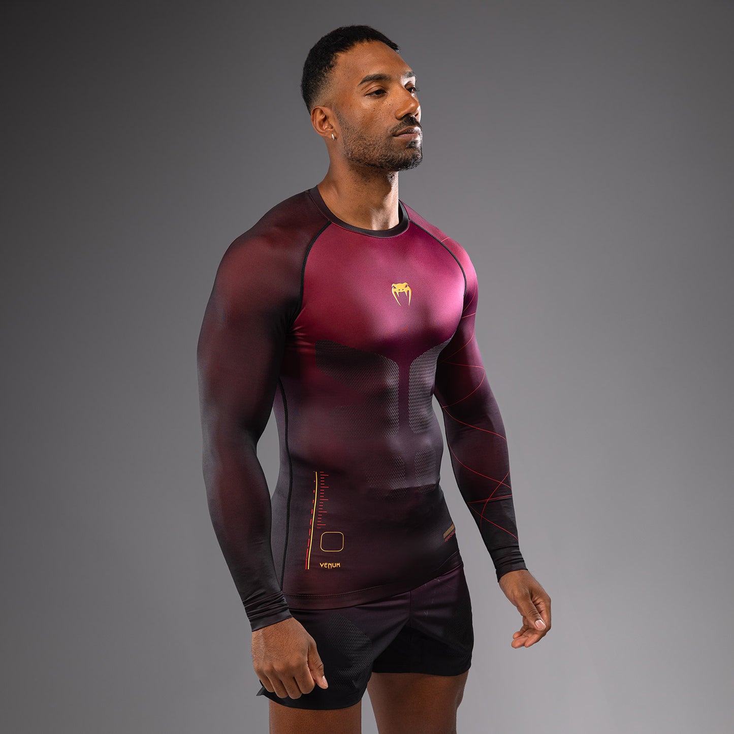 Venum Tactical XT Men's Long Sleeve Rashguard - Black/Burgundy/Gold
