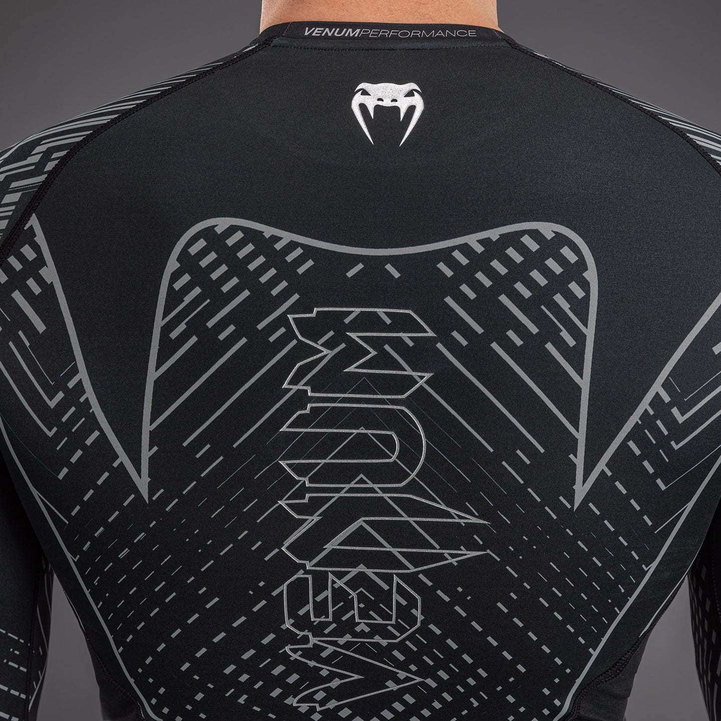 Venum Midnight Fury Long Sleeve Rashguard - Black/Grey/Silver