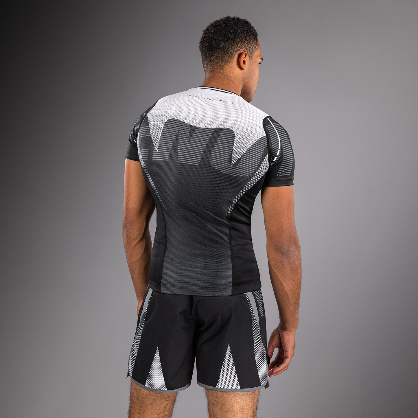Venum Adrenaline Short Sleeve Rashguard - Black/Silver Grey