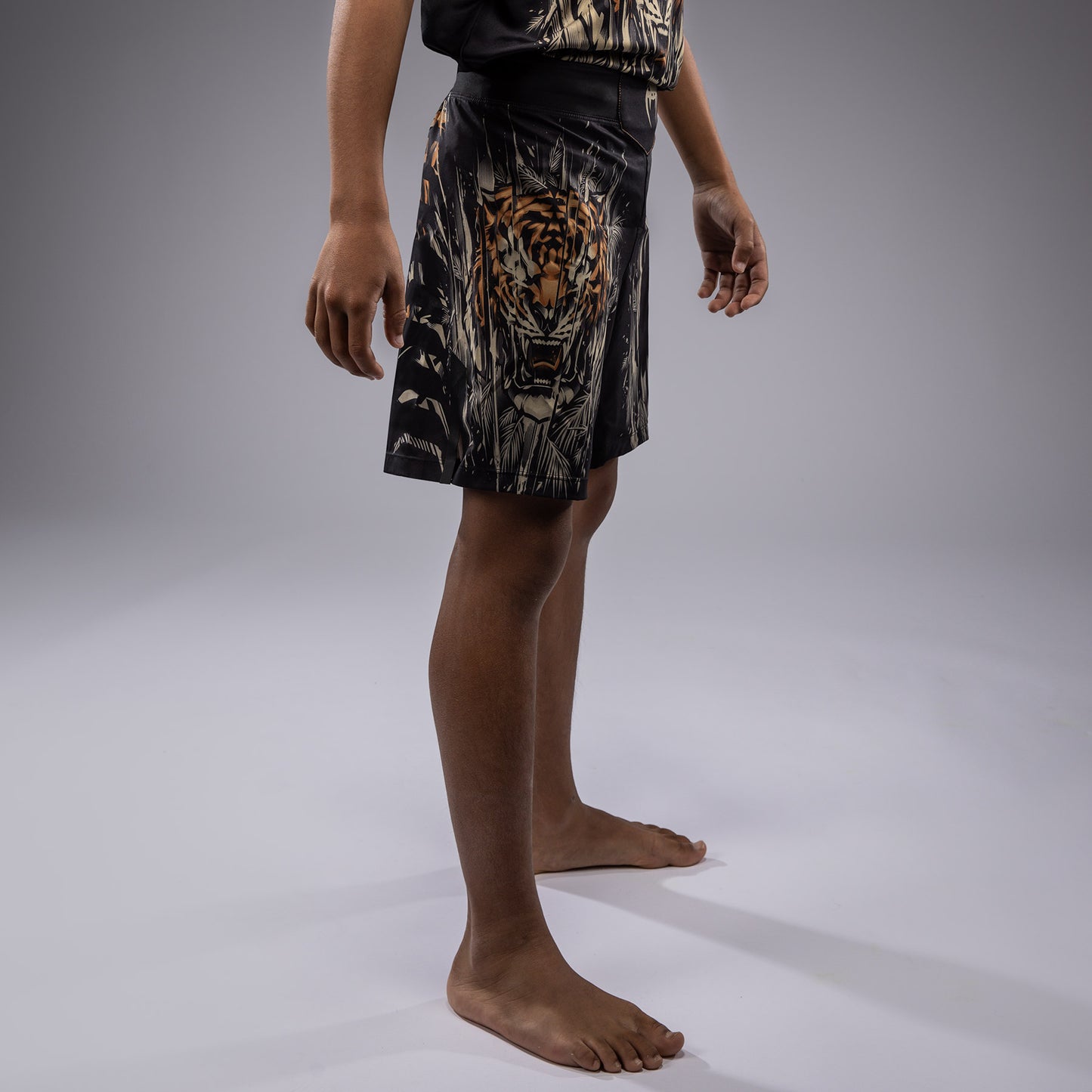 Venum Tiger Kids Fight Shorts - Black/Neon Orange