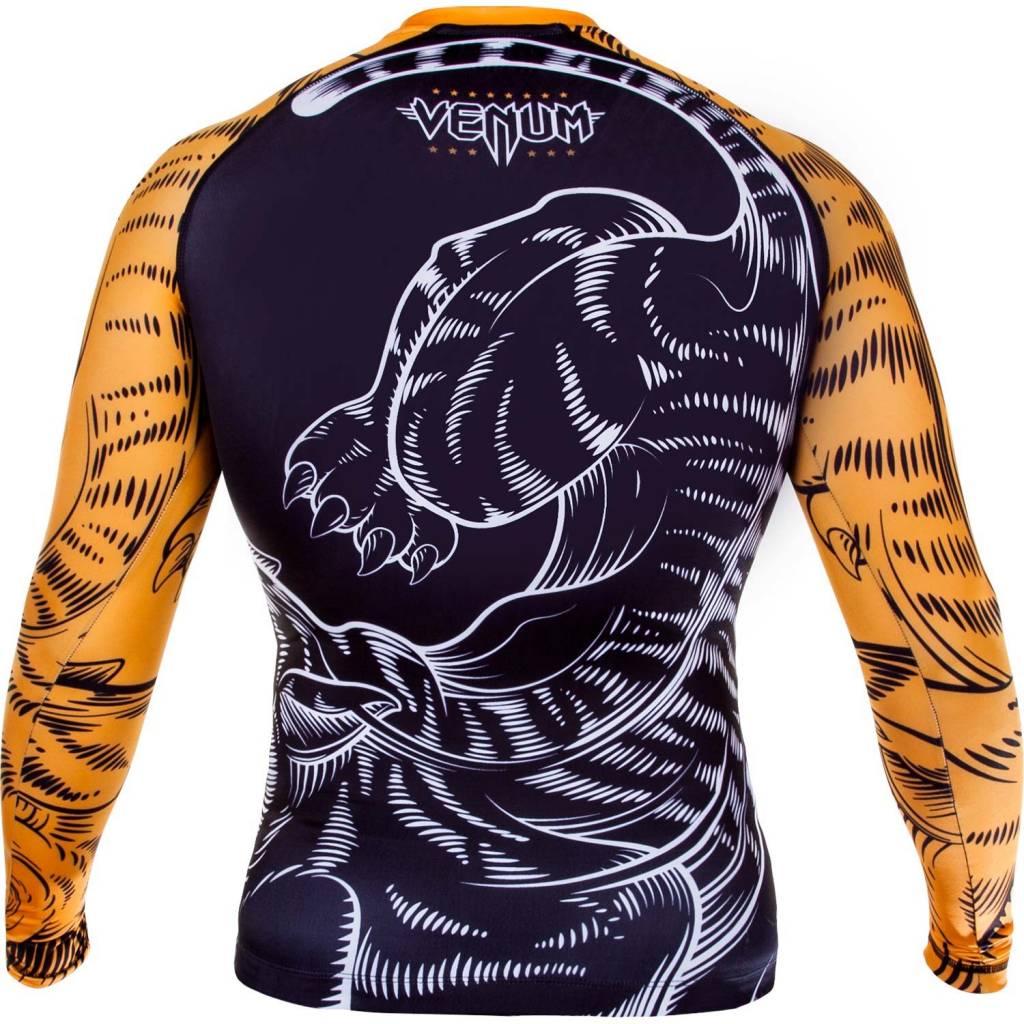 Venum Tiger Rash Guard - Long Sleeves - Black/Orange - Venum Asia