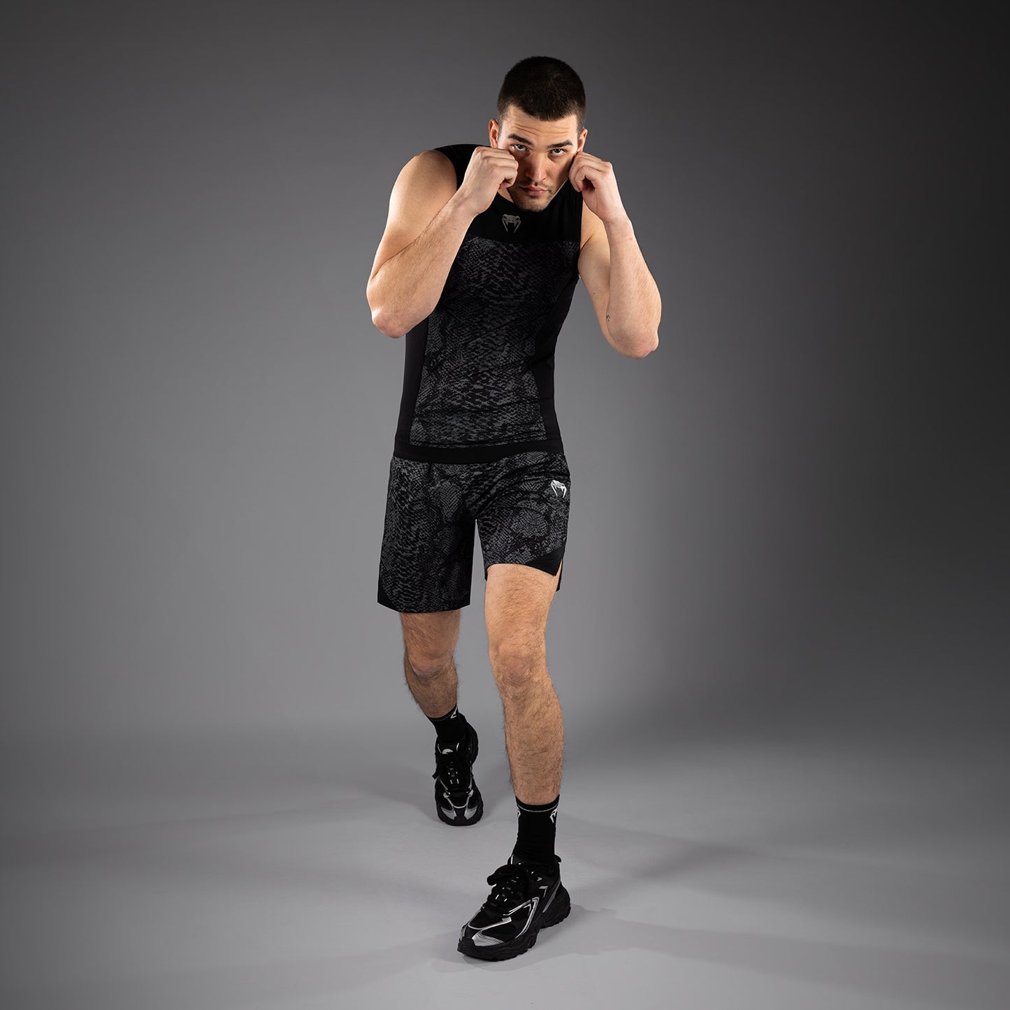 Venum G-Fit Scales Sleeveless Rashguard - Black/ Charcoal Grey
