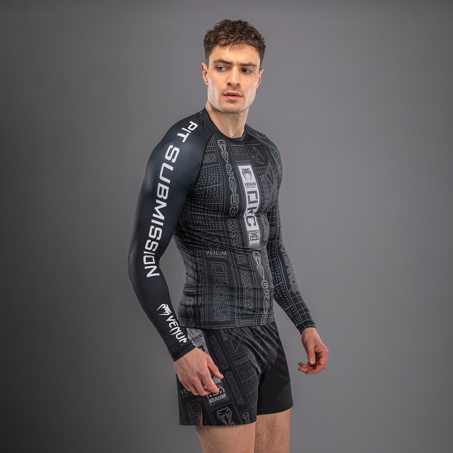 Karate Combat by Venum Long Sleeve Rashguard - Black/Grey