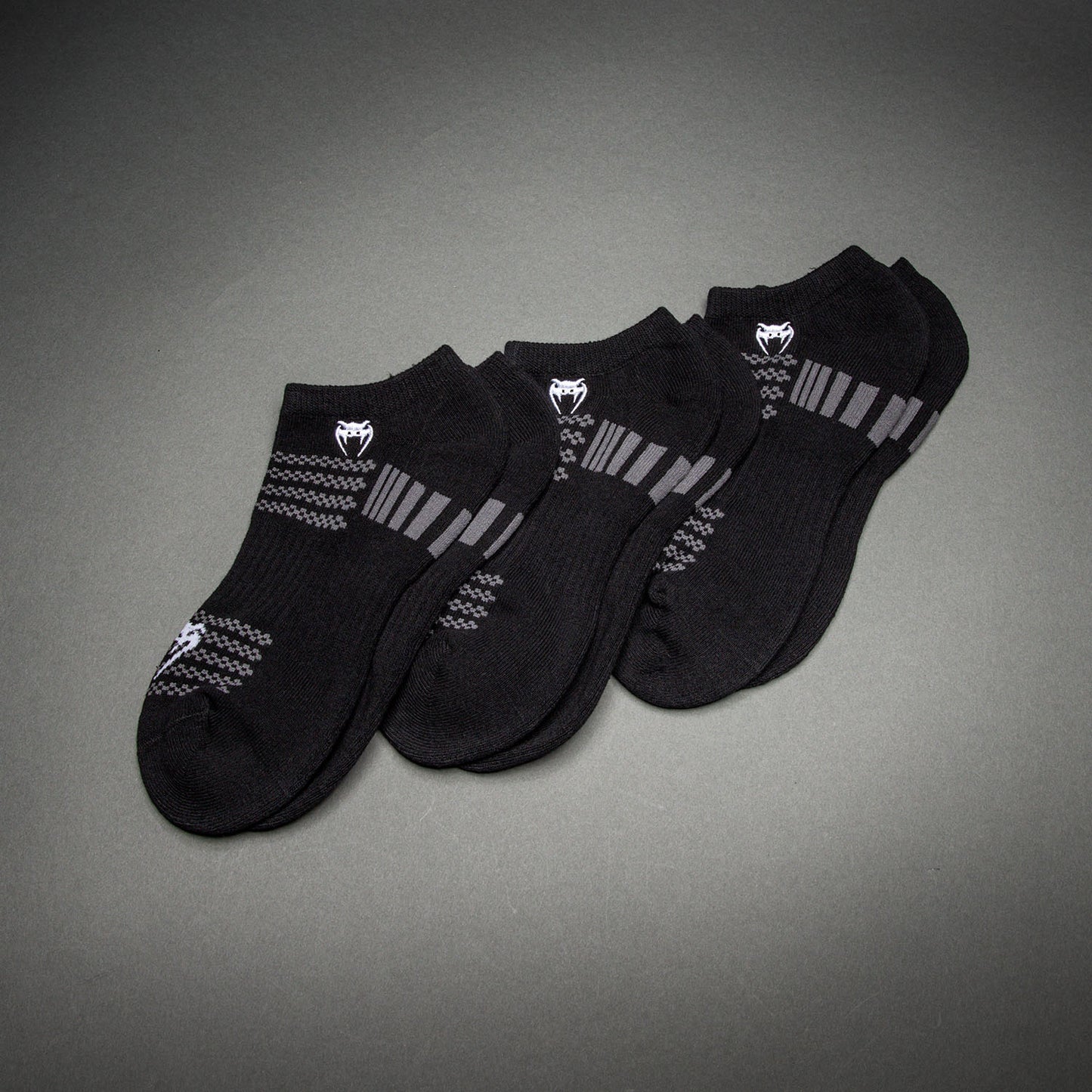 Venum Vector No-Show Socks 3 Pack - Black/Grey