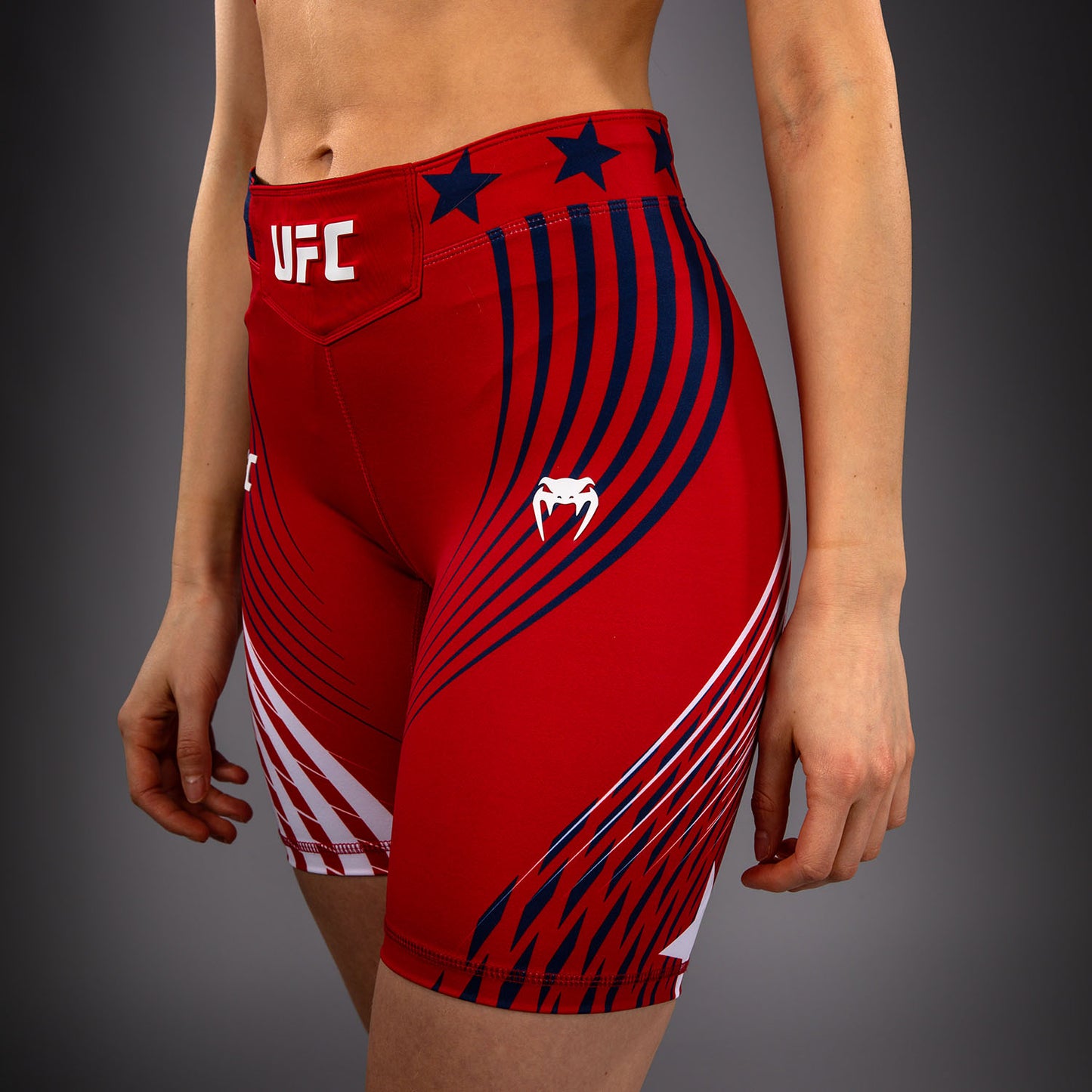 Women's Official UFC Freedom 250 by Venum Red Authentic Long Fit Vale Tudo Short