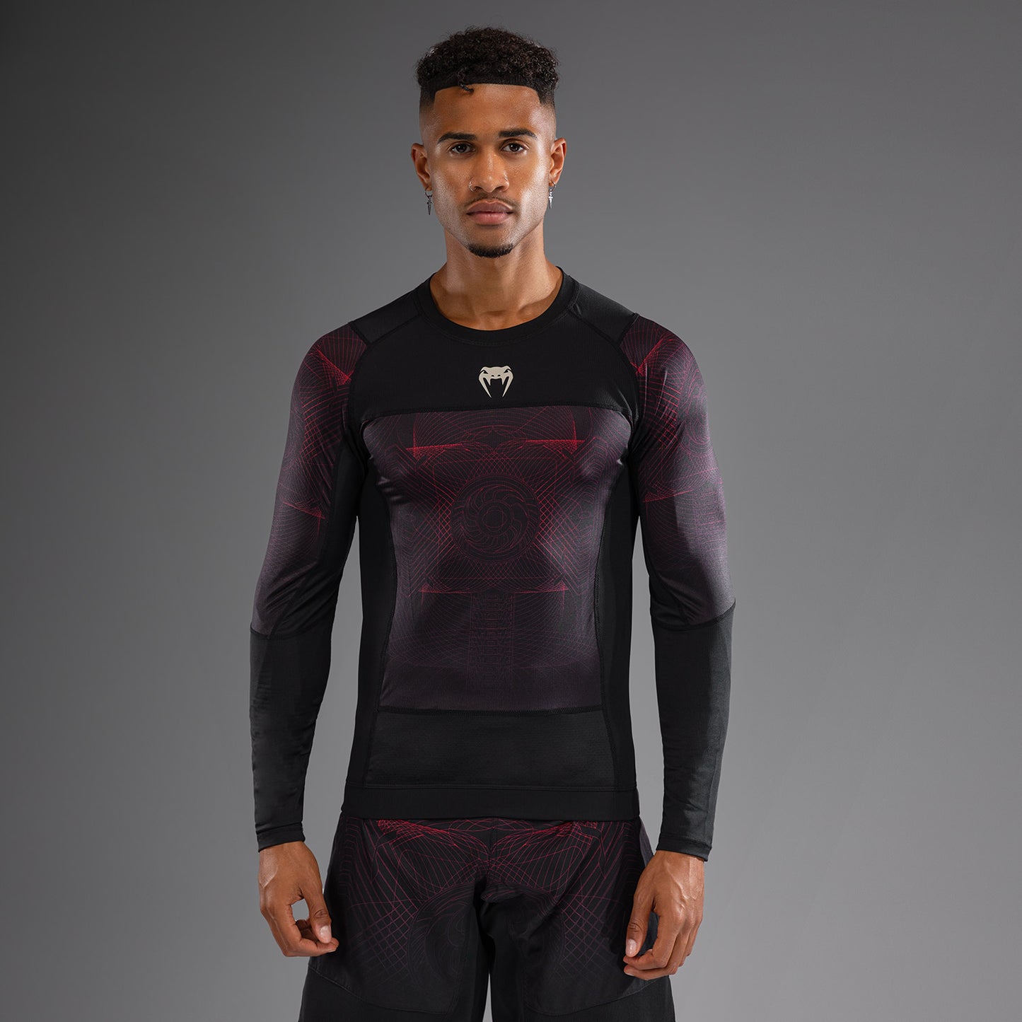 Venum G-Fit Air Men's Long Sleeve Rashguard - Deep Black/Fire Red