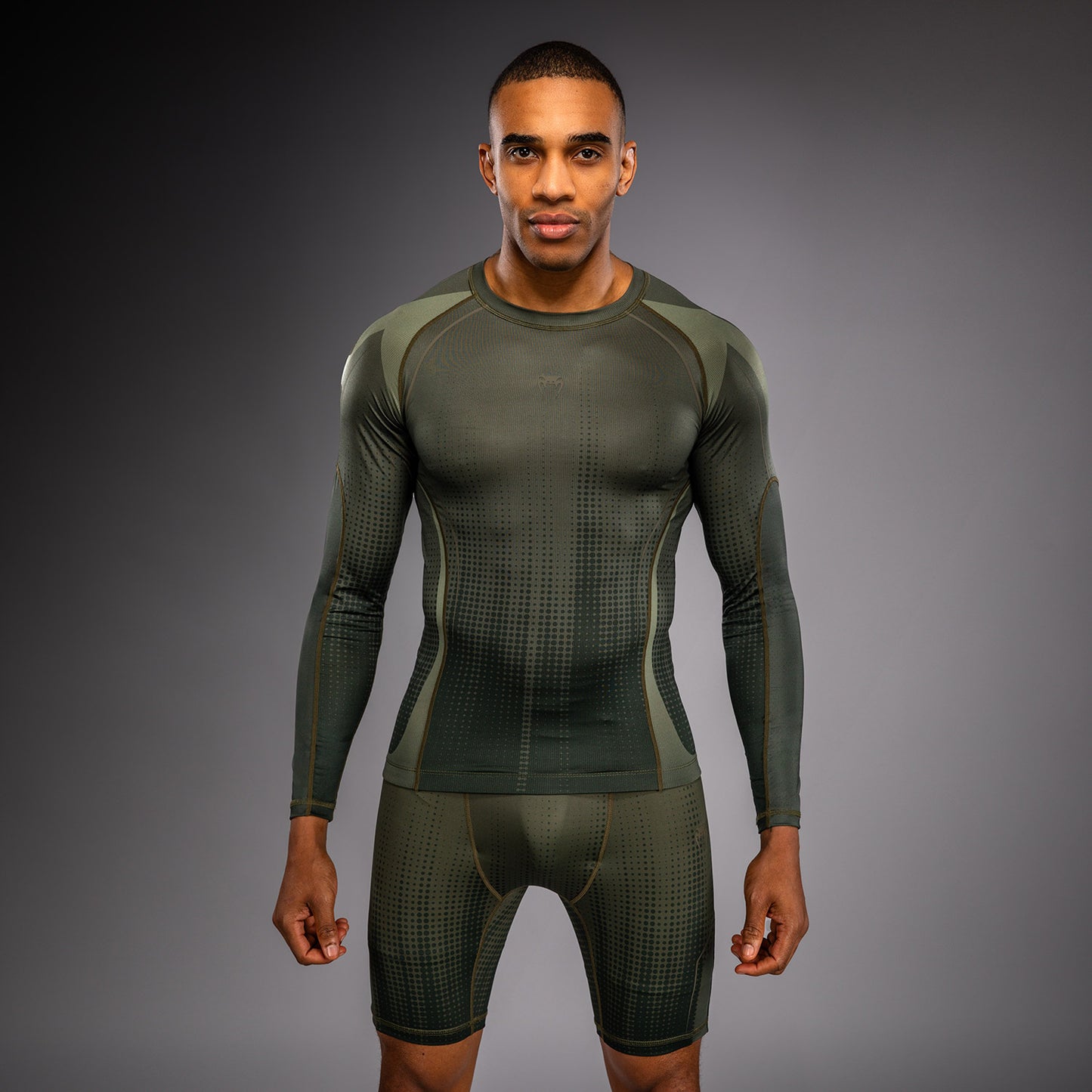 Venum Stealth Long Sleeve Rashguard - Khaki/Dark Green