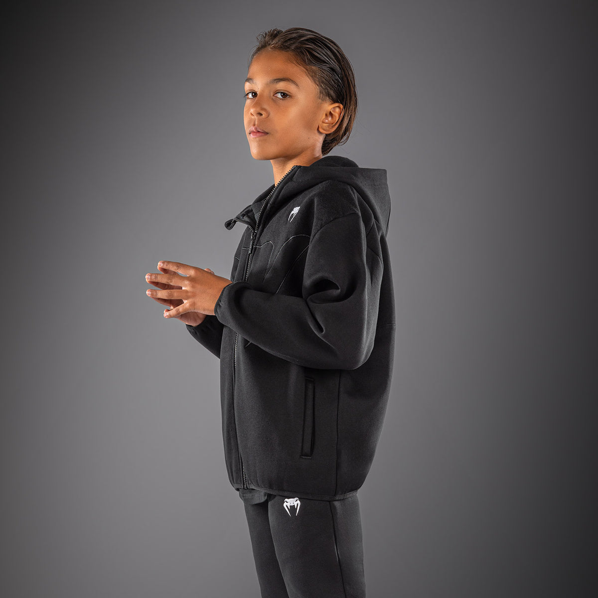 Venum Attack Fleece & Weave Kids Track Jacket - Black