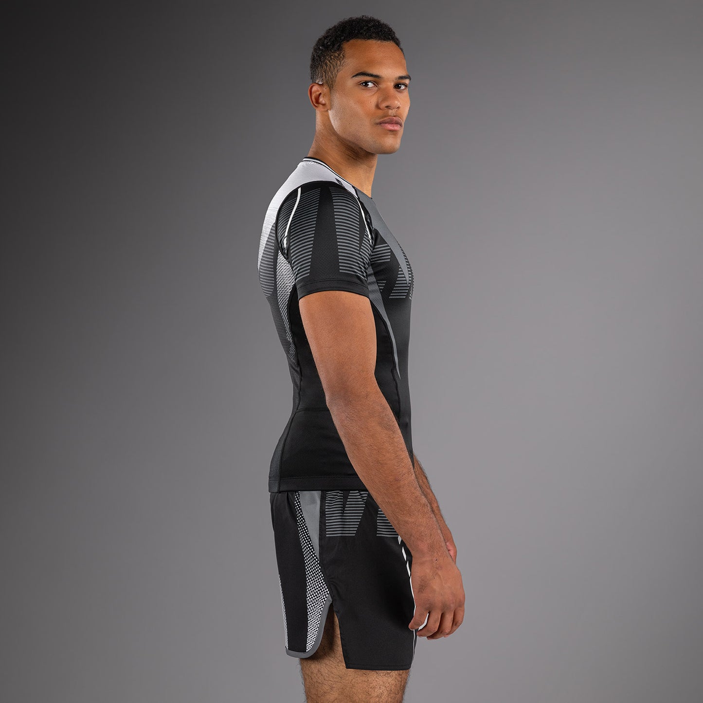 Venum Adrenaline Short Sleeve Rashguard - Black/Silver Grey