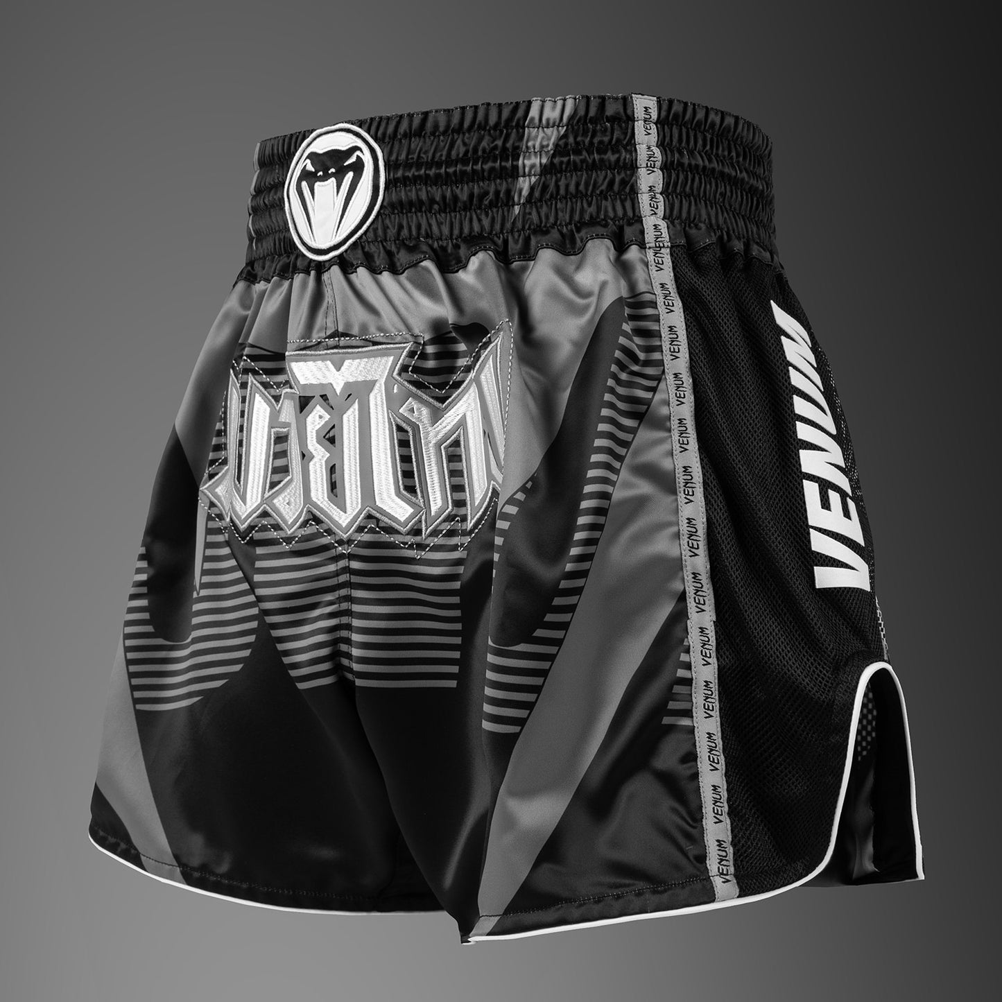 Venum Adrenaline Muay Thai Shorts - Black/Silver Grey