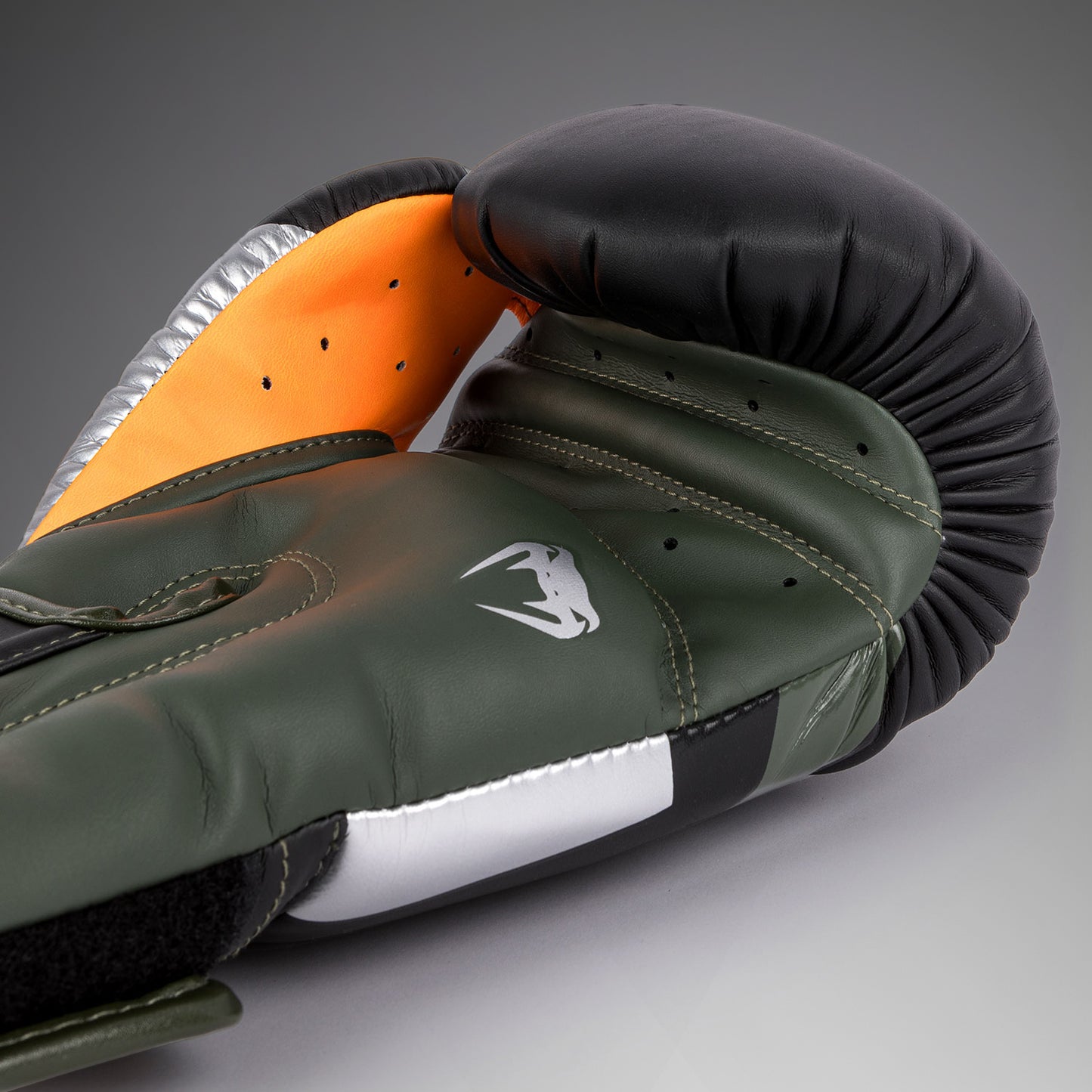 Venum Elite Boxing Gloves - Black/Silver/Kaki