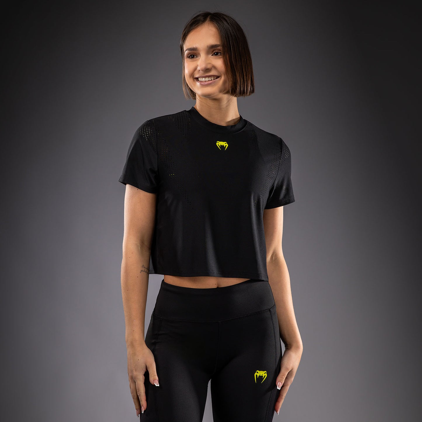 Venum Lazer Women's Dry Tech T-Shirt - Black/Yellow