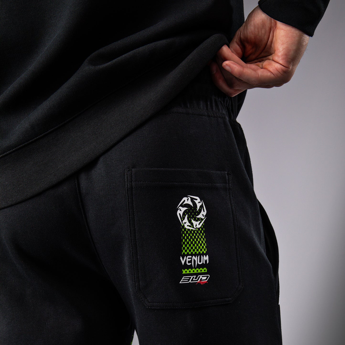 Venum x Bud Racing Men’s Cotton Shorts - Black/White/Lime Green