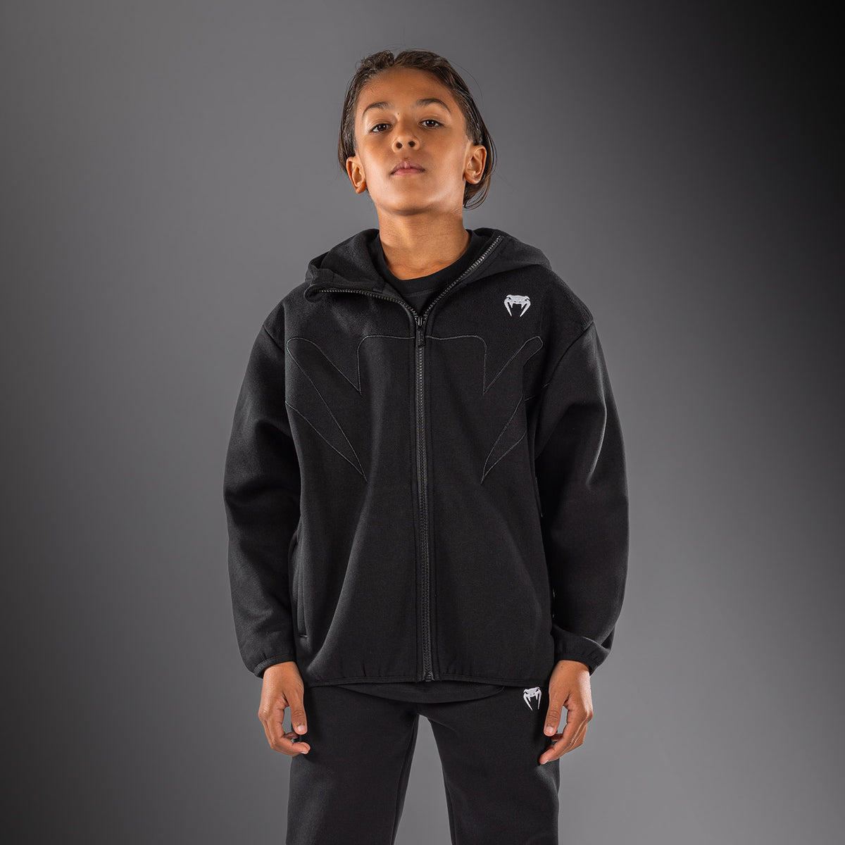 Venum Attack Fleece & Weave Kids Track Jacket - Black