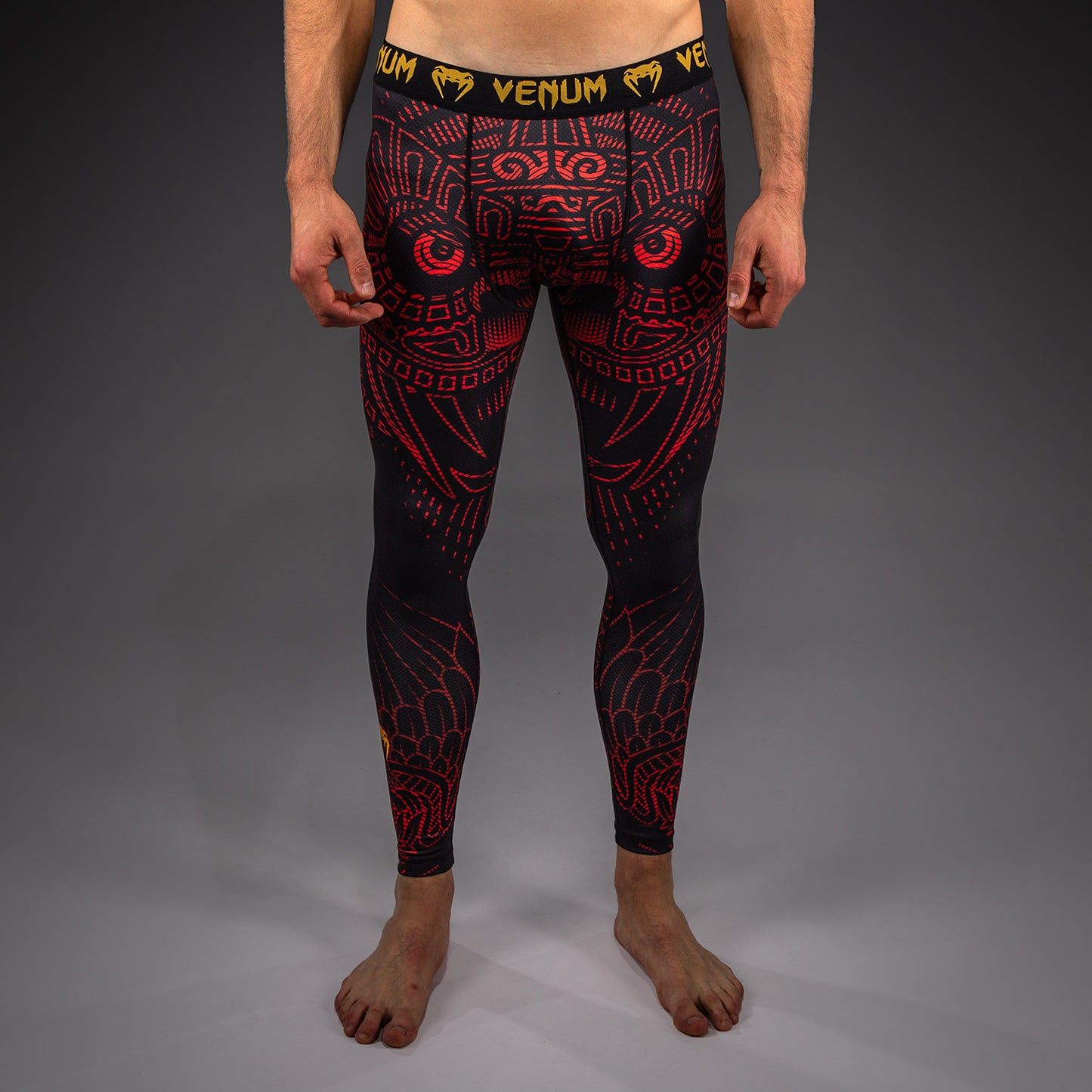 Venum Quetzal Fury Spats - Black/Fury Red/ Tangerine