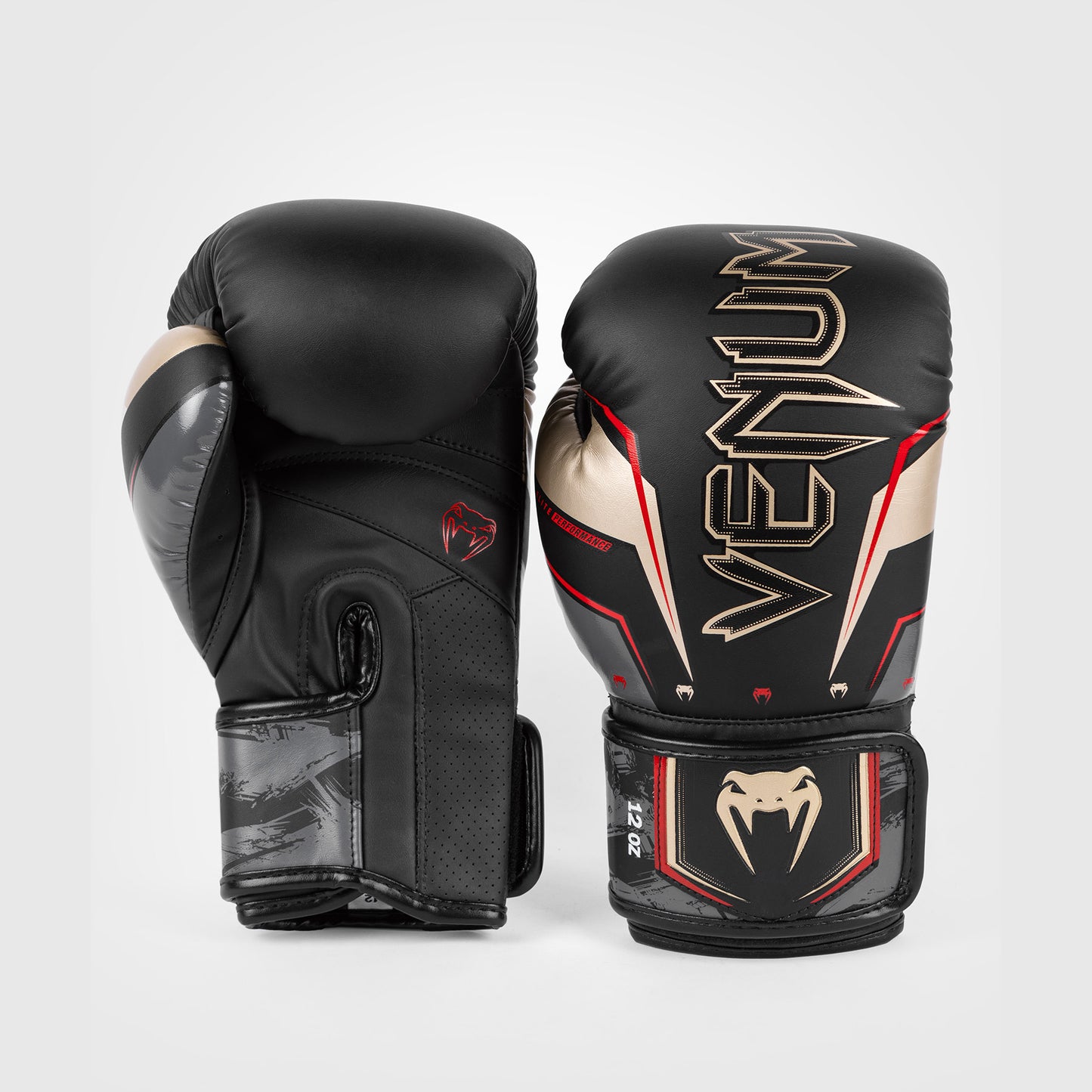 Venum Elite Evo Boxing Gloves - Black/Gold/Red