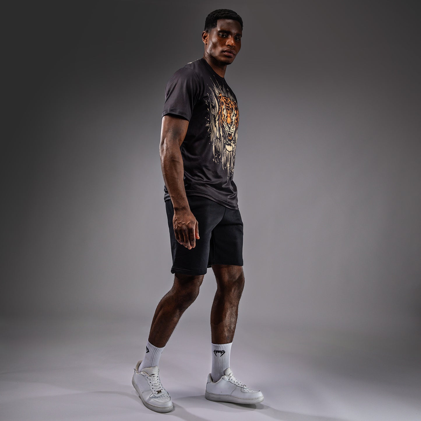 Venum Tiger Men's Dry Tech T-Shirt - Black/Neon Orange