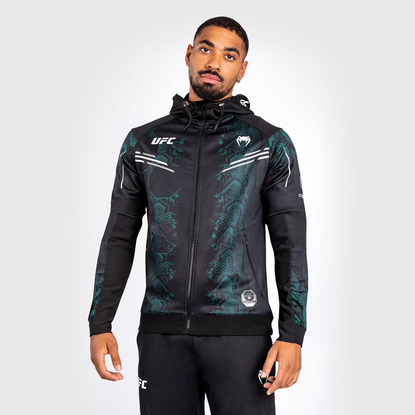 UFC Adrenaline by Venum Authentic Fight Night Men’s Walkout Hoodie - Emerald Edition - Green/Black