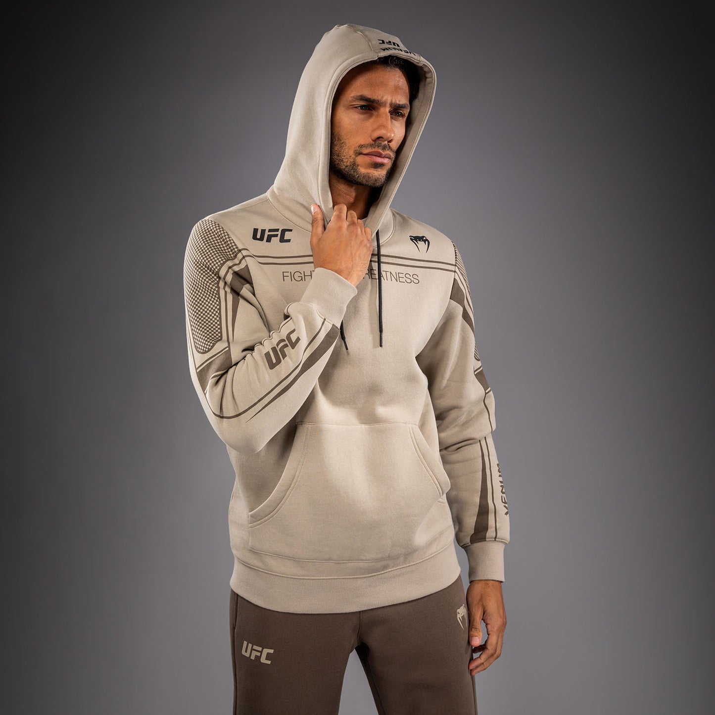 Venum UFC Unity by Venum Authentic Fight Week Men's Pullover Hoodie - Sand